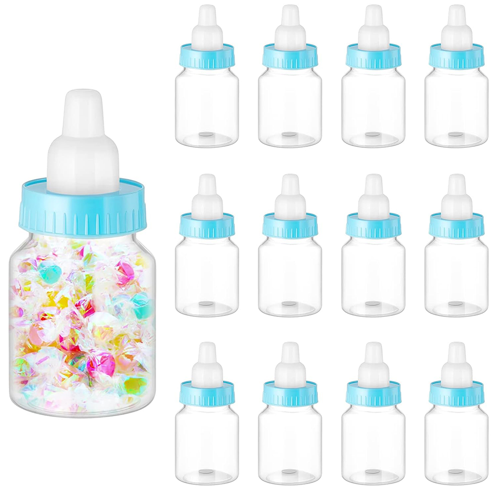 Baby Food Bottle - 12 ชิ้นขวดนมเด็กอาบน้ําพลาสติกขวดขนมมินิขวดนมสําหรับวันเกิดทารกฝักบัวของขวัญตกแต่ง
