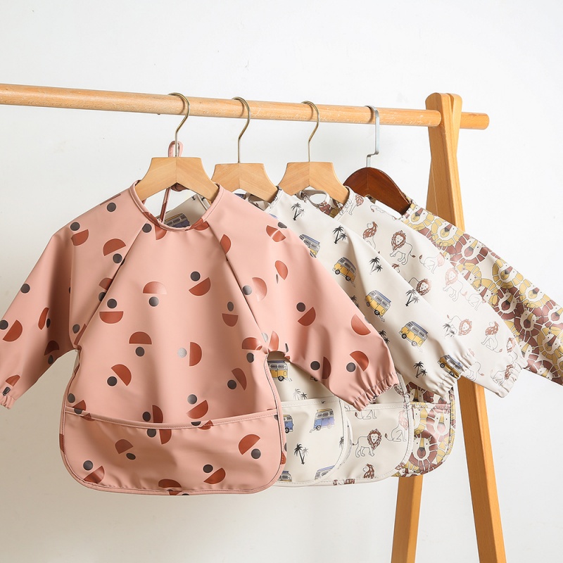 Bib Long Sleeve - ผ้ากันเปื้อน PU แบบกลับด้านได้ แขนยาว สำหรับเด็กอายุ 6-54