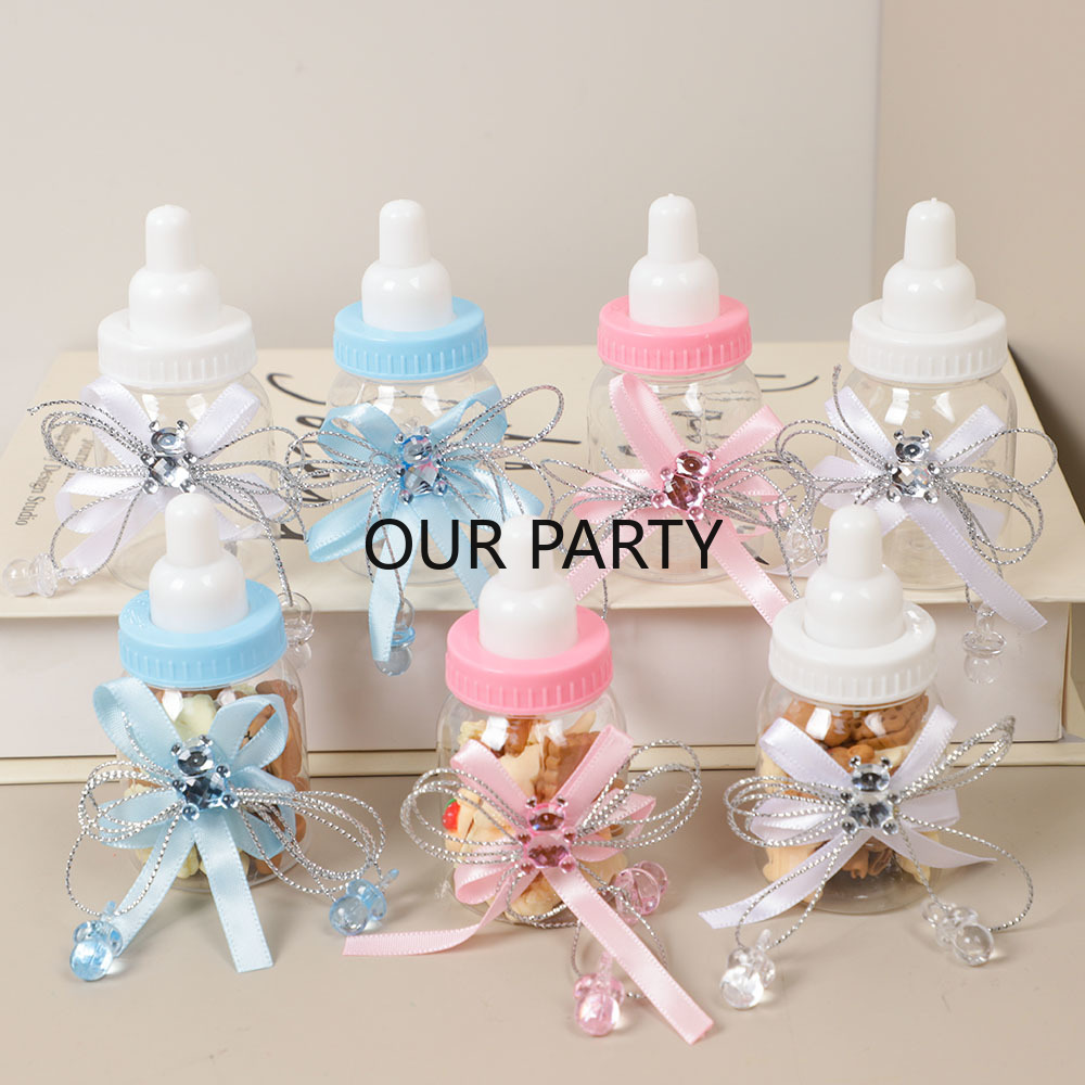 Baby Food Bottle - 6/12 ชิ้นพลาสติกขวดนมหมี Candy กล่องโบว์ Baby Shower