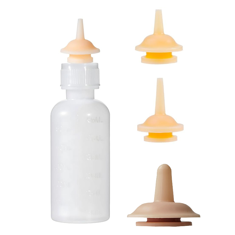 Baby Food Bottle - ชุดขวดนมสำหรับสัตว์เลี้ยงทารกแรกเกิด, ขวดนมขนาด 55 มล. พร้อมจุกนมซิลิโคนสำรองสำหรับลูกแมว ลูกสุนัข