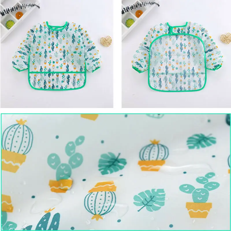 Bib Long Sleeve - ผ้ากันเปื้อนเด็กน่ารัก 1 ชิ้น ผ้ากันเปื้อนเด็กเล็กแบบกันน้ำ แขนยาว สำหรับเด็กอายุ