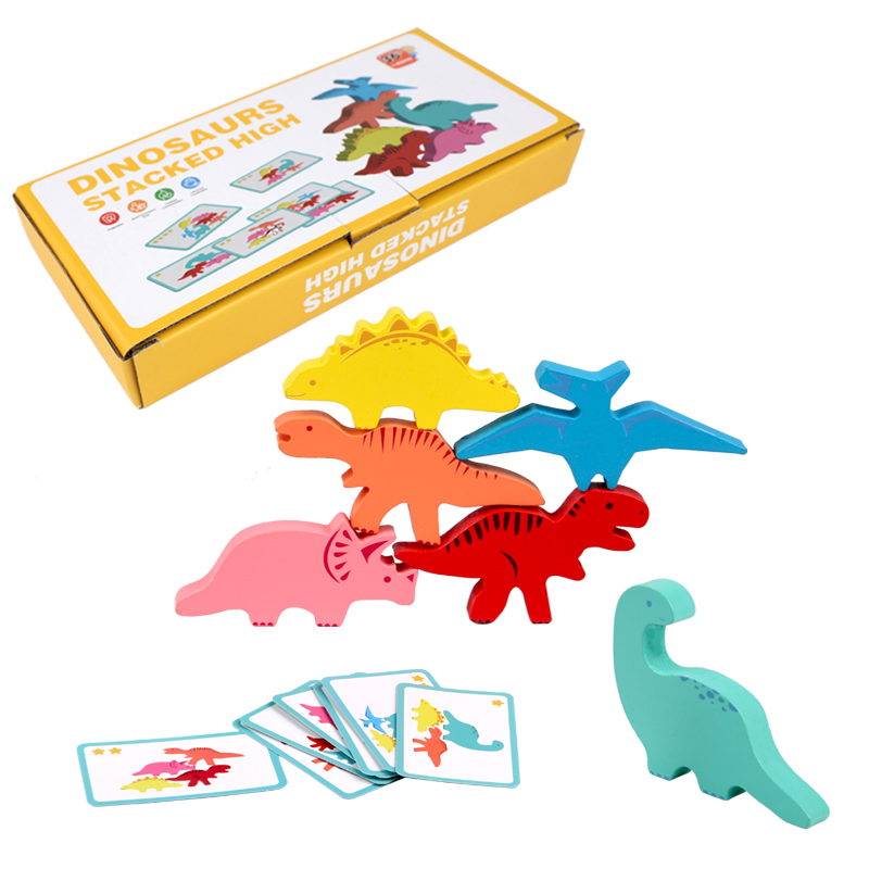 Baby Food Game - ไม้บล็อกของเล่นเด็กสัตว์ไดโนเสาร์อาคารซ้อนสูงเกมกระดานไม้ Montessori ของเล่นเด็กของขวัญ