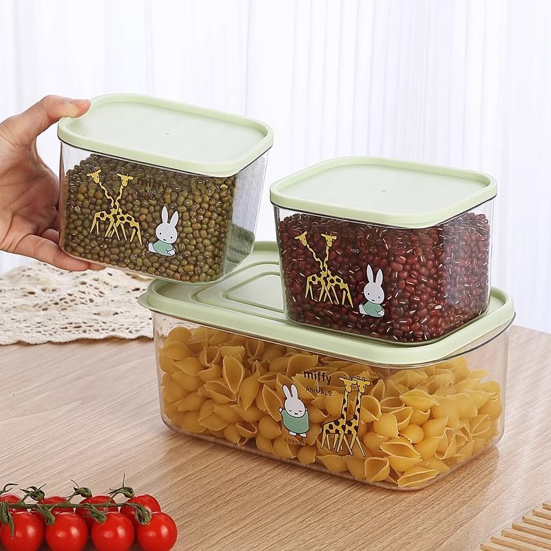 First Food Jar - โถเก็บของสไตล์การ์ตูนคาวาอี้แบบใหม่ สำหรับใช้ในครัวเรือน ปิดผนึกแน่น โปร่งใส เกรดอาหาร ป้องกันความชื้นและรักษาความสด