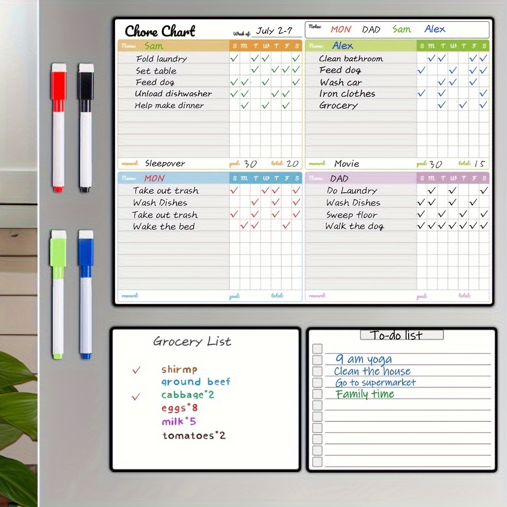 Baby Food List - ชุดตารางงานบ้านแบบแม่เหล็กสำหรับครอบครัว เหมาะสำหรับวัยรุ่นและผู้ใหญ่ - ประกอบด้วยตารางงานบ้าน 1 แผ่น