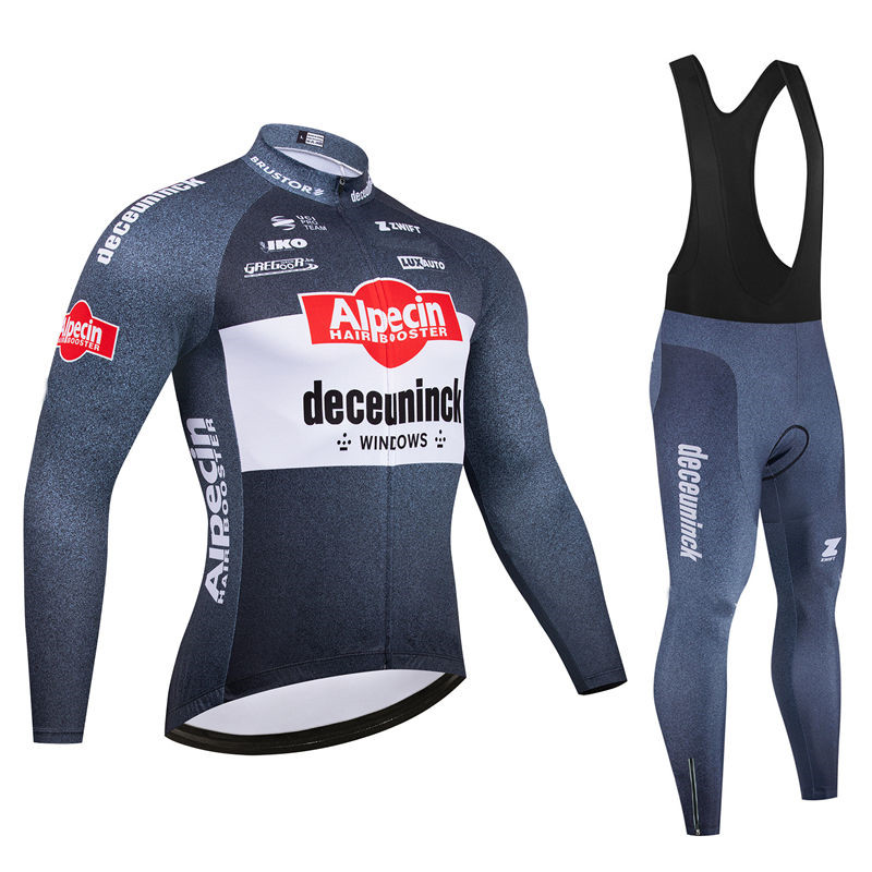 Bib Long Sleeve - Alpecinทีมชายขี่จักรยานJerseyแขนยาวชุดMTBจักรยานเสื้อผ้าMaillot Ropa Ciclismo Hombreจักรยานสวมใส่ 19Dเจลกางเกง