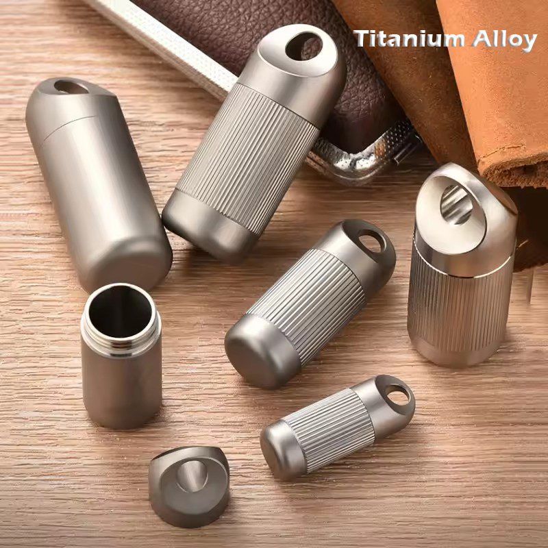 First Food Jar - Titanium Alloy MINI กล่องยากันน้ําแคปซูลแบบพกพากล่องเก็บ EDC เครื่องมือ