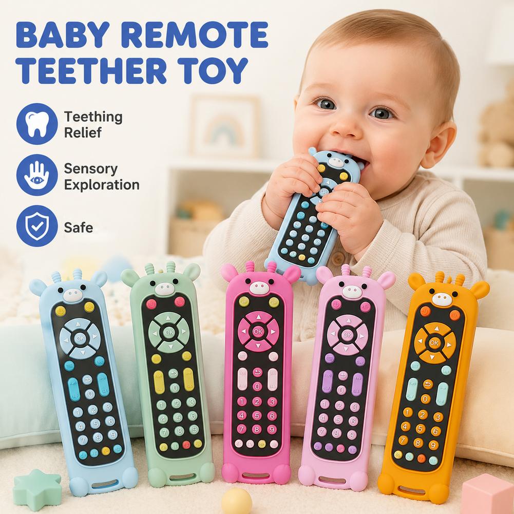 Baby Food For 7 Month Old - ของเล่นยางกัดซิลิโคนรูปทรงรีโมททีวี ปลอดสาร BPA เกรดอาหาร สำหรับเด็กทารกและเด็กเล็ก 0-6-12
