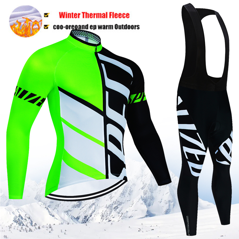 Bib Long Sleeve - ชุดเสื้อผ้าปั่นจักรยานฤดูหนาวใหม่ 2026 สำหรับผู้ชาย ชุดเสื้อเจอร์ซีย์ผ้าฟลีซกันหนาว ชุดกีฬาปั่นจักรยาน MTB