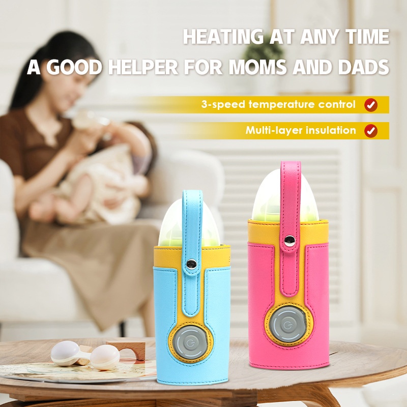 Baby Food Bottle - แพ็คนมอุ่นแบบพกพา USB ขวดนมฉนวนกันความร้อนฝาครอบหนัง PU แบบพกพานอกแพ็คนมอุ่นคงที่