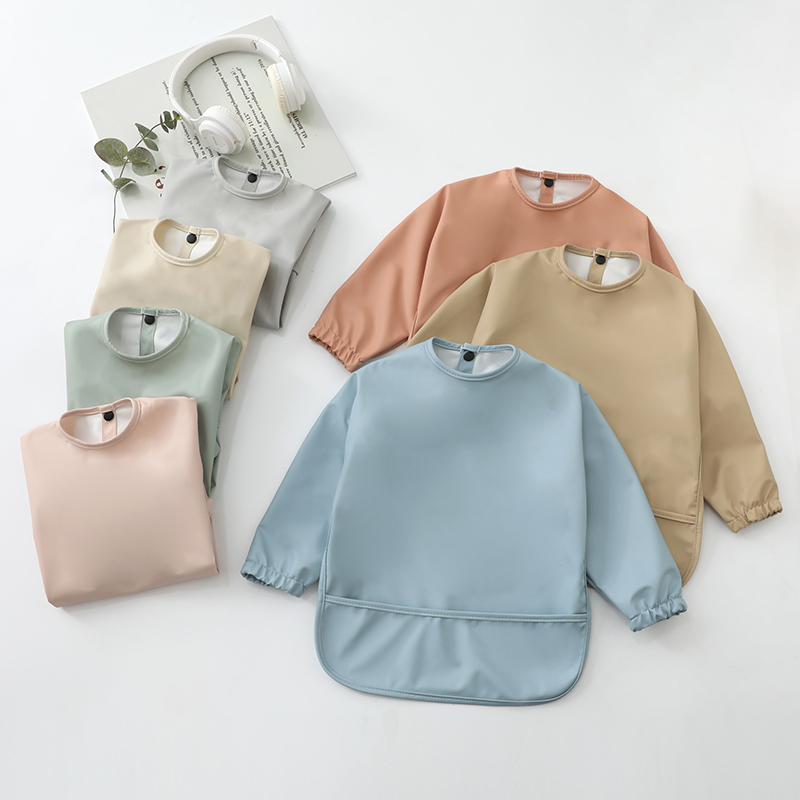 ผ้ากันเปื้อนเด็ก Burp ผ้าสีทึบ - Bib Long Sleeve บทวิจารณ์และราคา